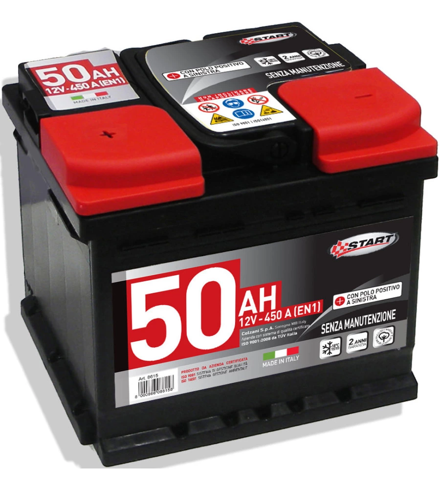 Batteria auto 50ah 12v 450a polo positivo sinistro cassetta l1b